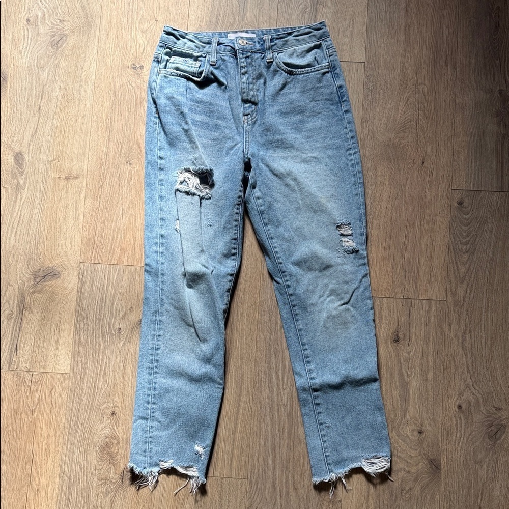 VERVET Distressed High Rise Relaxed Straight Leg Ankle Jeans Size 25